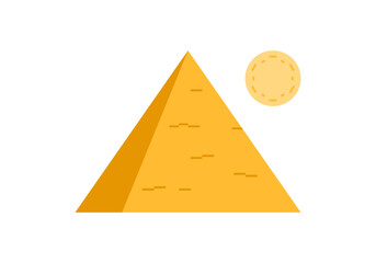 Pyramid egypt triangle with circle yellow sun icon flat vector design