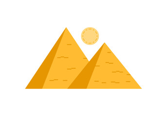 Pyramid egypt triangle with circle yellow sun icon flat vector design