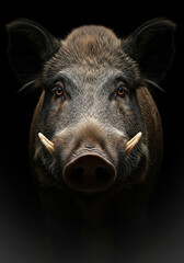 Wild Boar Head Portrait, Close-Up