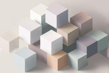 Obraz premium Abstract Arrangement of Pastel Cubes