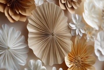 Decorative Paper Flowers in Various Colors and Textures for Craft Projects