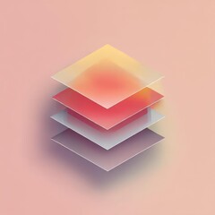 Abstract 3D Layered Shapes on Soft Pink Background