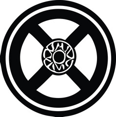 Fototapeta premium Ancient symbol circular design with cross and inner pattern representing historical archetypes and cultural heritage
