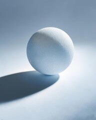 white sphere on blue background