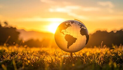 Earth globe at sunset