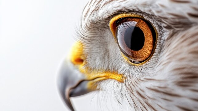 Close-up observation of a hawk showcasing intricate feather patterns and sharp gaze in natural light