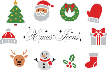 かわいいクリスマスのアイコンセット（主線なし）
Cute Christmas icon set (no main lines)