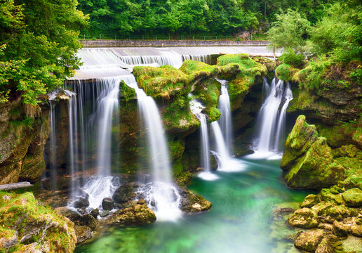 Traunfall waterfall in Austria nature landscape landmark