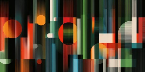 Geometric Abstraction in Vibrant Hues: An eye-catching array of geometric shapes and forms bursts forth in a vivid spectrum of colors, exuding a sense of artistic expression and modern design.