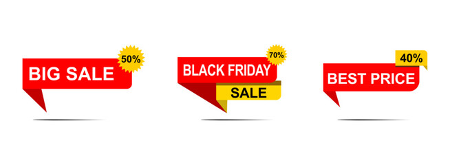 Black Friday Sale Labels and Best Price Discount Tags Collection for Shopping, Marketing, and E-Commerce Promotions