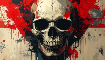 Skull portrait with vibrant splashes