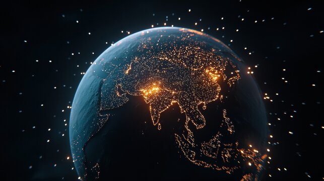 globe Global Business and Economy Rotating globe with trade routes and financial data streams, global economy. - Powered by Adobe