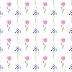 Seamless pattern, floral minimalist background with watercolor flowers. Repeat fabric wallpaper print texture. Perfectly for wrapped paper, backdrop.