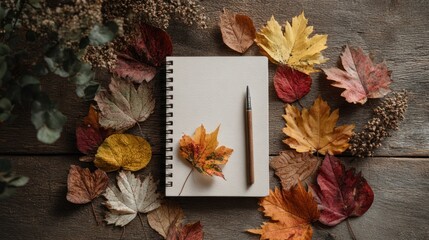 Autumnal notebook leaves