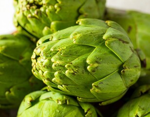 Obraz premium Close-up of fresh artichoke heads
