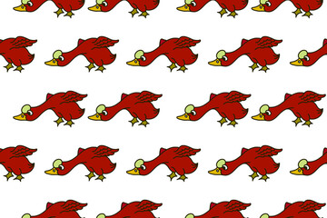 Seamless red-black duck painting pattern