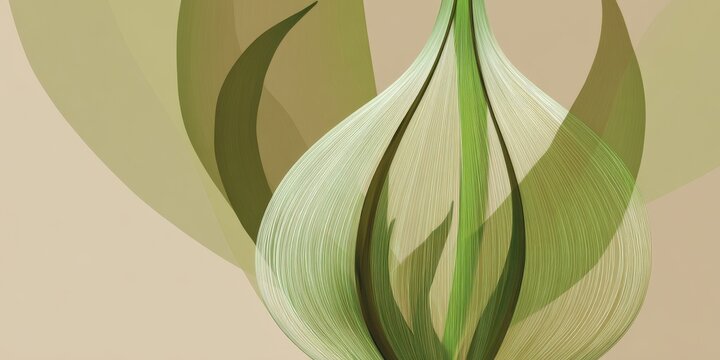 Abstract Bulbous Botanical Composition: An elegant, artistic illustration of an abstract bulbous botanical composition with soft, flowing lines and a serene, minimalist aesthetic.