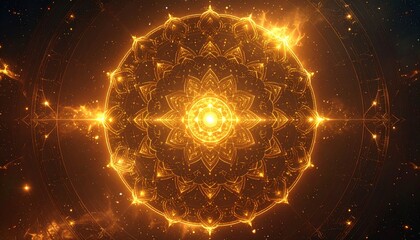 金色に輝く曼荼羅と宇宙のエネルギー