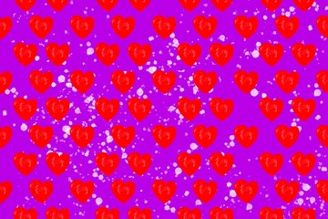 Red heart pattern seamless purple background