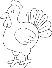 turkey thanksgiving autumn harvest in outline style of seasonal food for holiday celebration