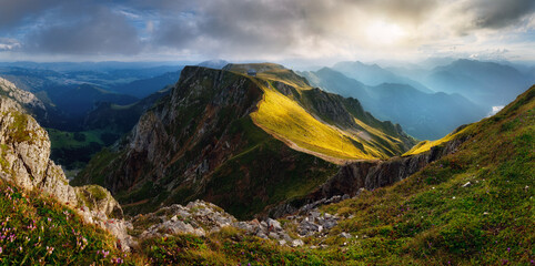 Sunset Eisenerzer Alpen With Reichensteinhutte