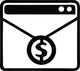 Simple icon of an envelope with dollar sign symbolizing online payments financial transactions and money transfer concepts