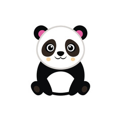Fototapeta premium Sitting cartoon panda with blush on cheeks bear animal