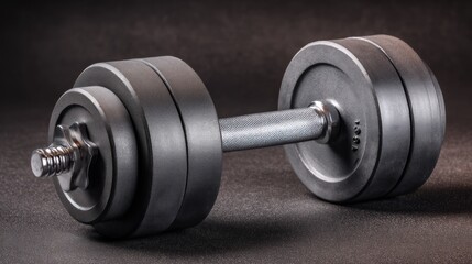 Naklejka premium Gray dumbbell with rubber grip bold and trustworthy for gym equipment ads