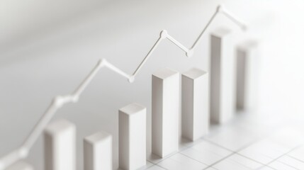 Growth trends represented by a rising bar chart showing increasing data over time in a minimalistic design