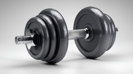 Naklejka premium Gray dumbbell with rubber grip bold and trustworthy for gym equipment ads