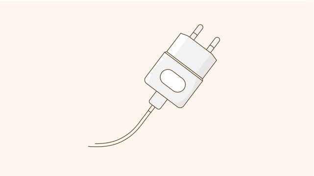 Electric plug icon motion graphic animation. Vector flat outline illustration.
