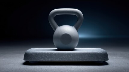 Gray kettlebell on balance board formal and strong for fitness equipment design