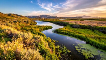 Scenic marsh at sunset