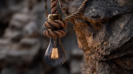 Obraz premium Rustic rope hanging light