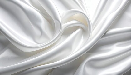 Elegant White Satin Fabric with Soft Flowing Drapes and Subtle Shadows for Luxurious Texture and Smooth Surface in Bright Lighting