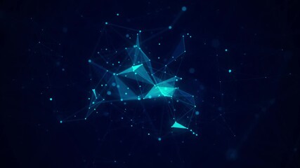 Futuristic hi tech structure rotating in cyberspace. Gathering resources into one bundle for digest information. Communication and web concept. Big data visualization. 3D motion animation in 4K resolu - Powered by Adobe