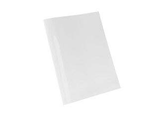 Floating magazine cover isolated on transparent background. Cut out blank brochure mockup 3D rendering