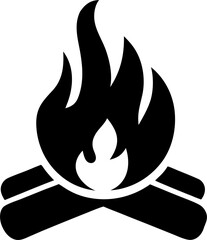 Campfire Silhouette Vector Illustration Isolated Outdoor Fire Design