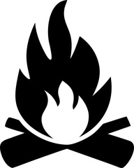 Campfire Silhouette Vector Illustration Isolated Outdoor Fire Design
