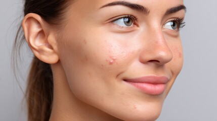 Obraz premium Woman smiling with acne problem skin