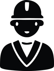 Silhouette of a construction worker or engineer wearing a hard hat and safety vest for industrial or professional use