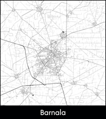 Obraz premium Barnala city map, India - Topographic vector map poster