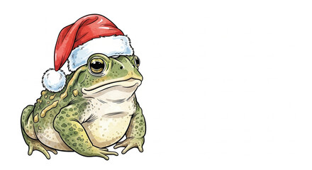 Toad wearing Santa hat for festive holiday celebration  