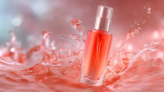 Light coral skin elixir bottle vibrant and luxurious for cosmetic promotion