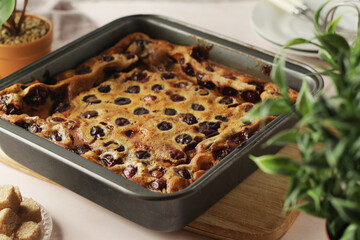 A traditional French pie with cherry clafouti	