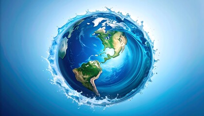 Earth globe encircled by water splashes (1)