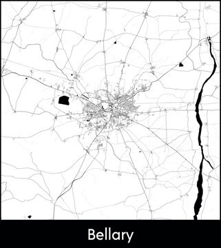 Bellary city map, India - Topographic vector map poster