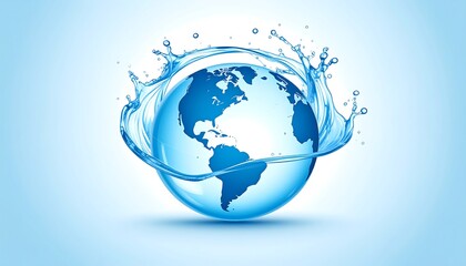 Earth globe encircled by water splashes