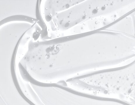 Close-up of translucent gel texture with air bubbles on a light background