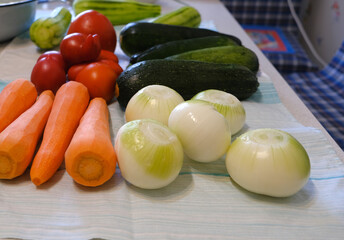 fresh vegetables on a wooden table